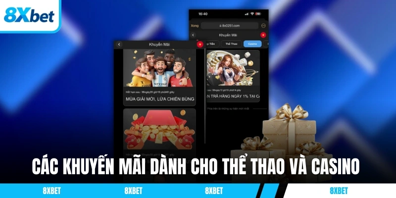 Các khuyến mãi dành cho thể thao và casino tại 8XBET
